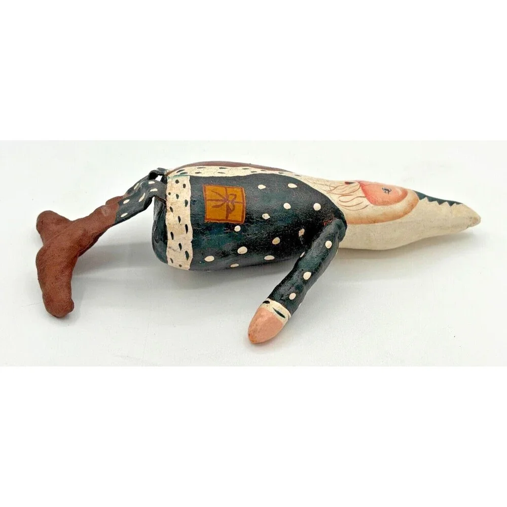 Santa Claus‎ Folk Art Paper Maché Shelf Sitter Primitive Hand Painted Gnome